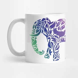 Rainbow Elephant in Floral Pattern Mug